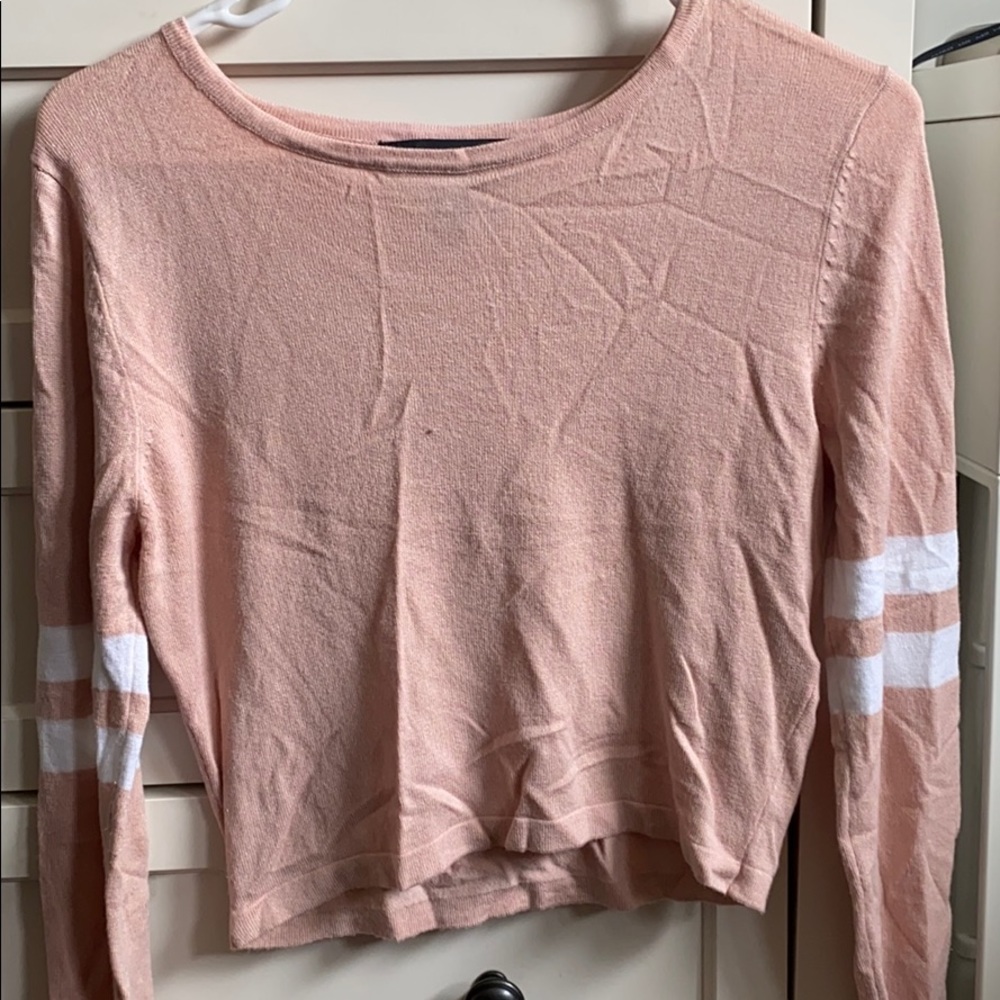 Light pink long sleeve with white stripes
